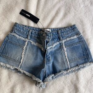 Fashion Nova Blue High Waist Denim Shorts
